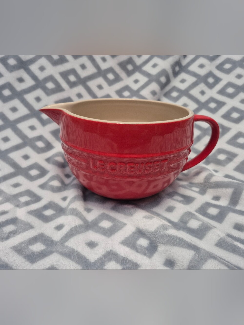 Le Creuset Red Ceramic Batter Bowl with Pour Spout